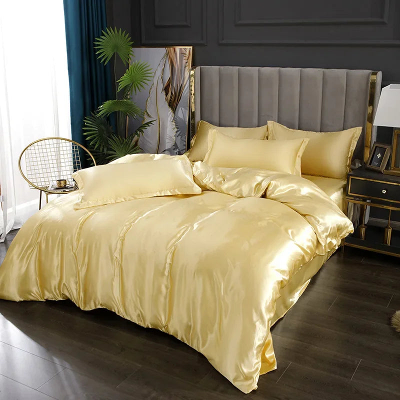 Silk Bedding Set with Duvet Cover 