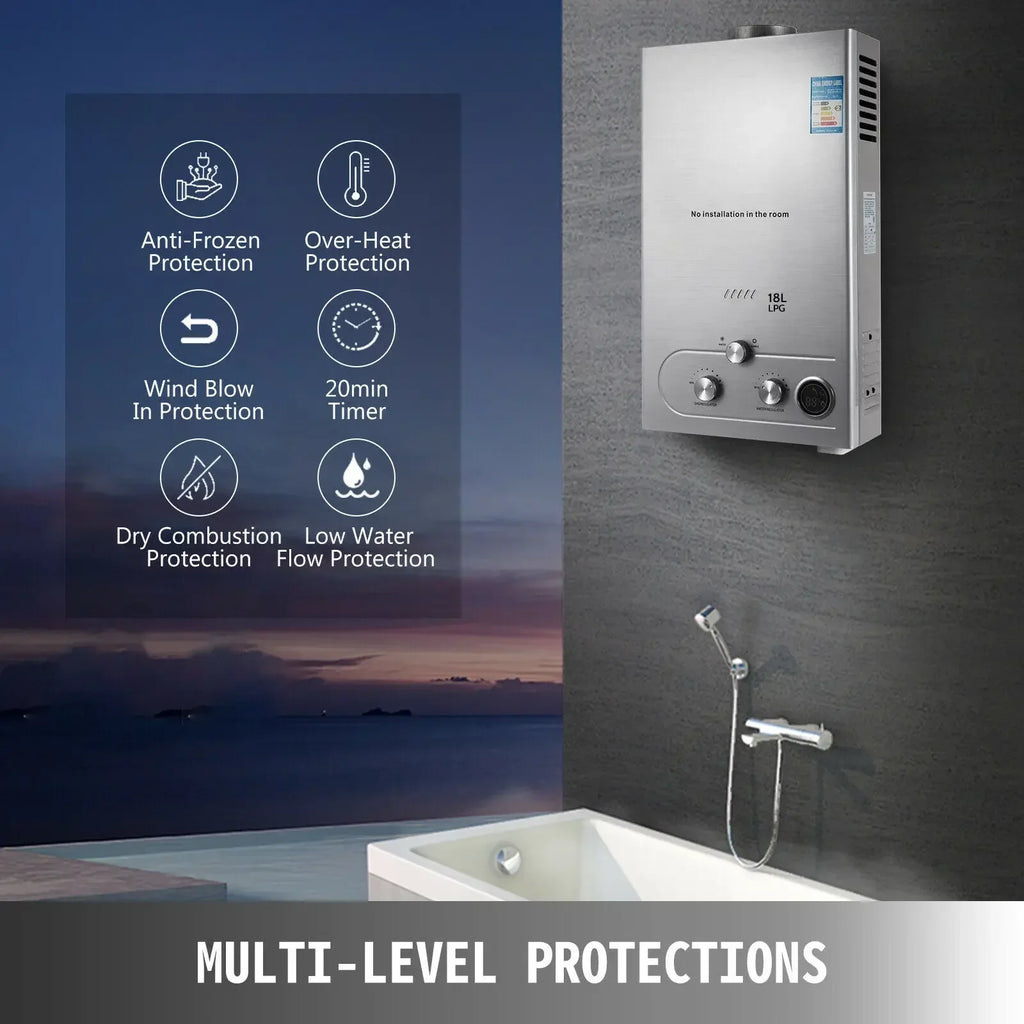 Water Heater LPG Boiler Gas Stainless Steel Tankless