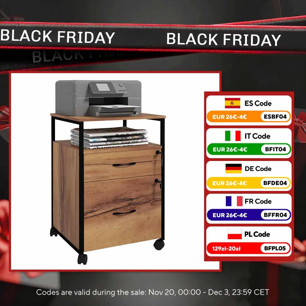 Vinsetto Office Drawer Unit with Wheels Lock 44X40X66.5 cm