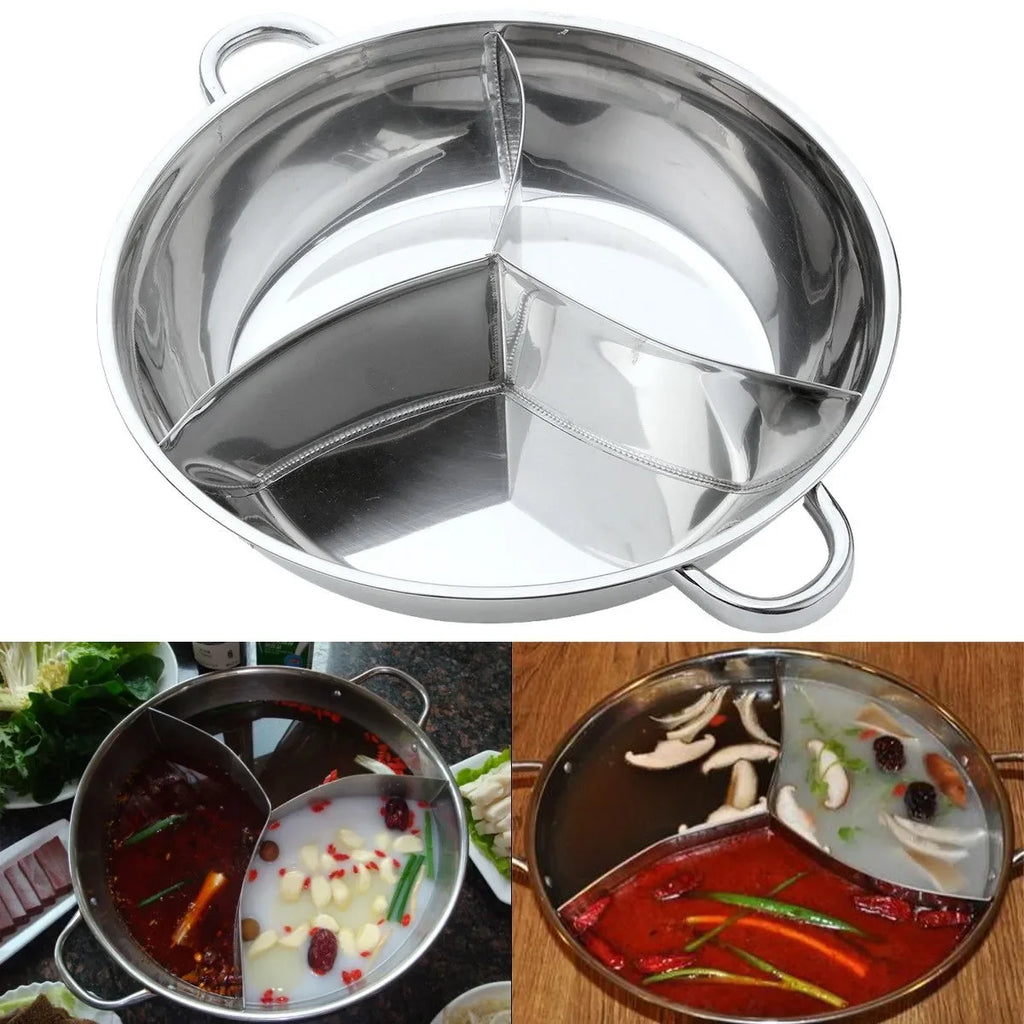 34cm Stainless Steel Hot Pot Three Divided Cookware