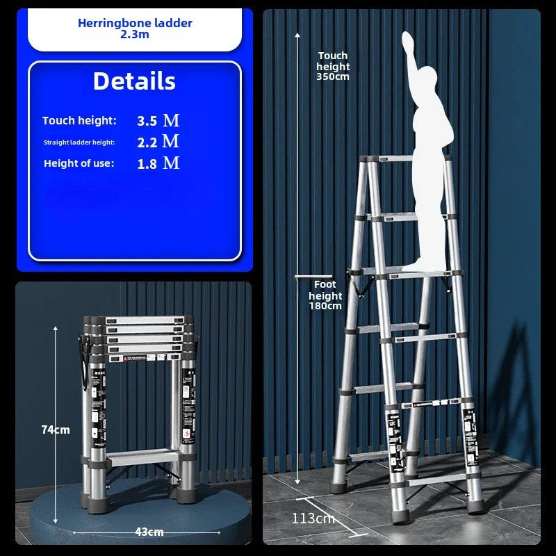 Multi-role Stainless Steel Telescopic Ladder