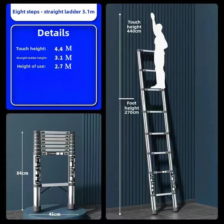 Multi-role Stainless Steel Telescopic Ladder