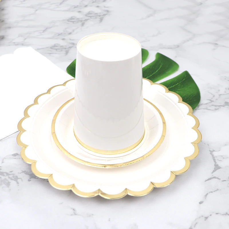 White Disposable Tableware Set Party Supplies