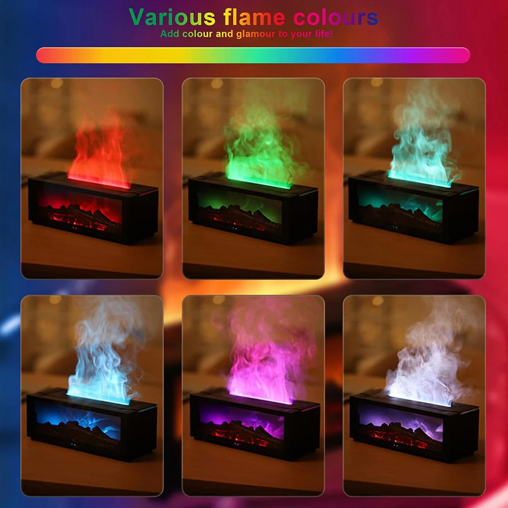 Flame Essential Oil Diffuser, 3D Flame Fireplace Aromatherapy