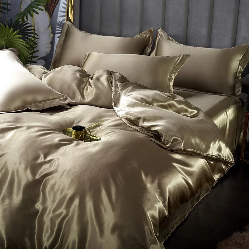 Silk Bedding Set with Duvet Cover 