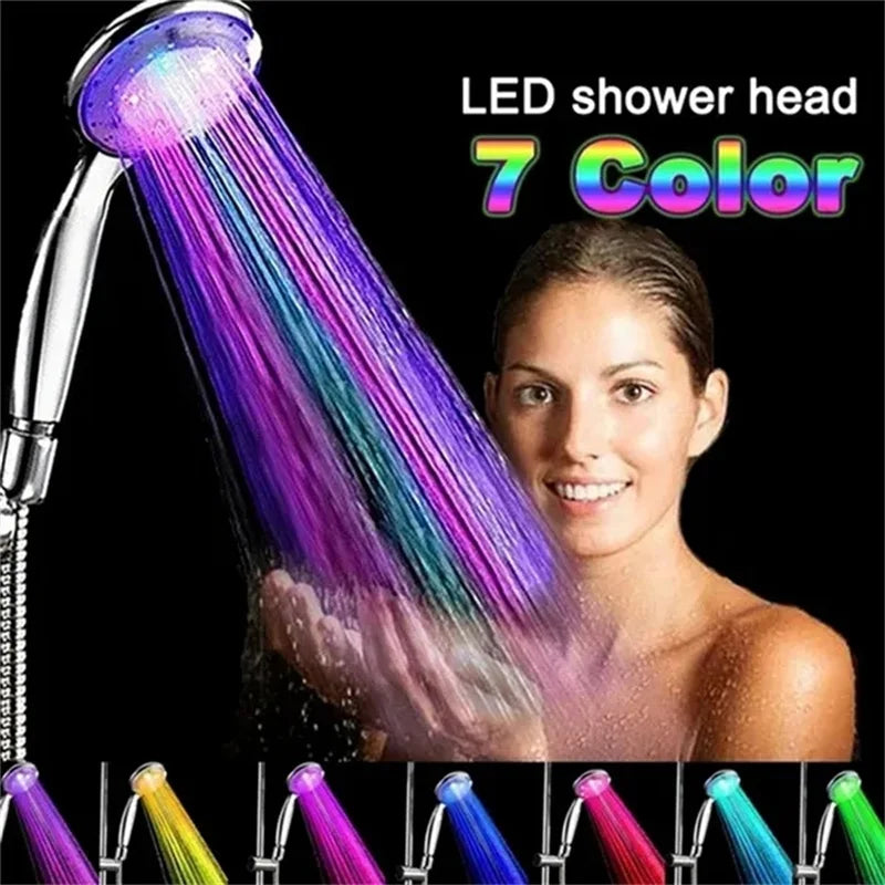 7 Colors Changing LED Shower Head Rainfall Shower