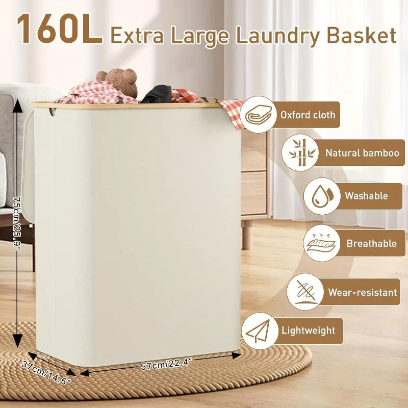 160L Extra Large Laundry Basket 