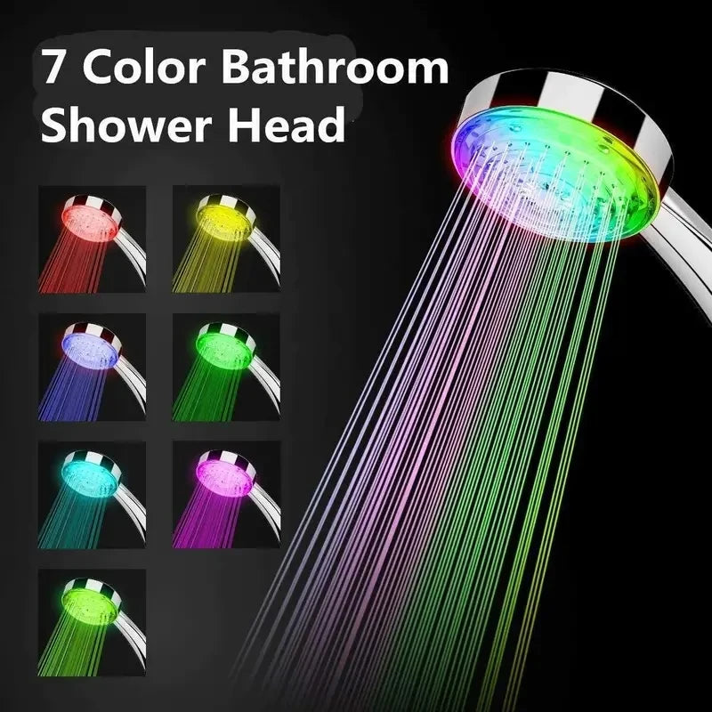 7 Colors Changing LED Shower Head Rainfall Shower