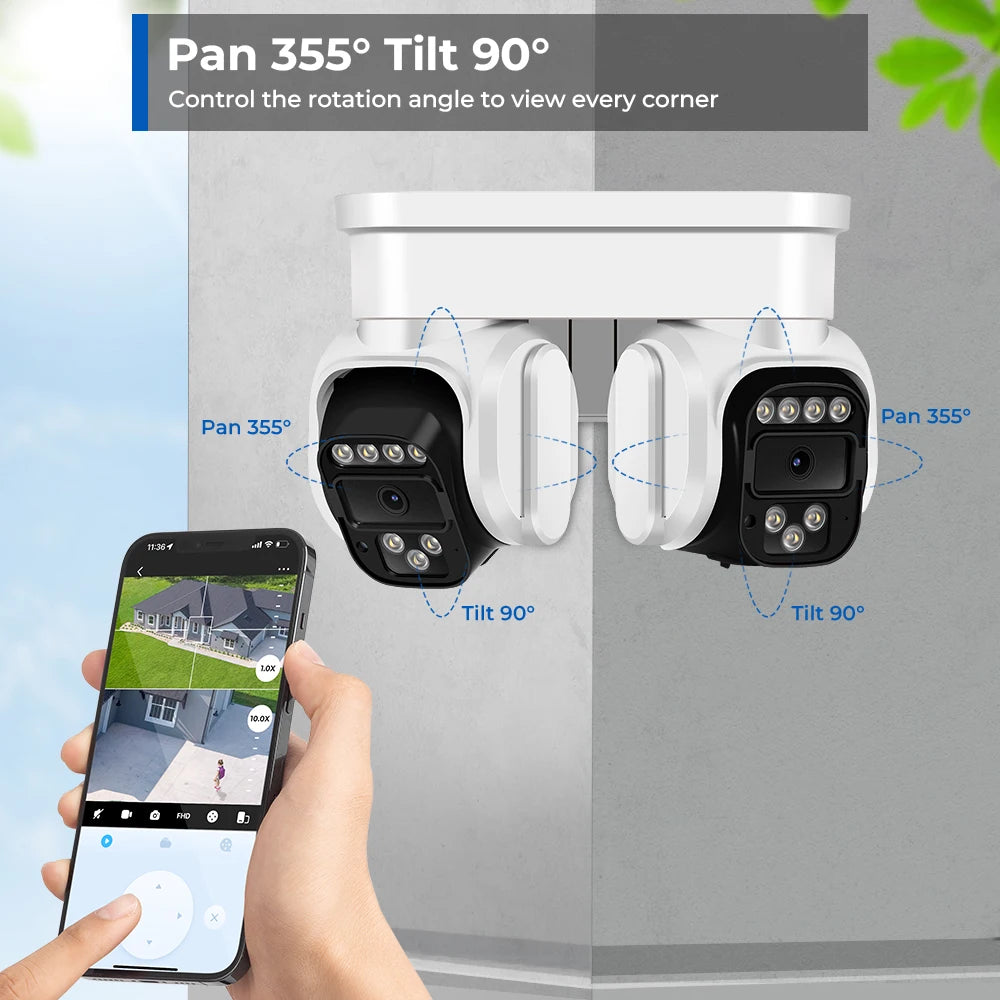 8MP 4K Dual PTZ Wifi Camera 10X Digital Zoom