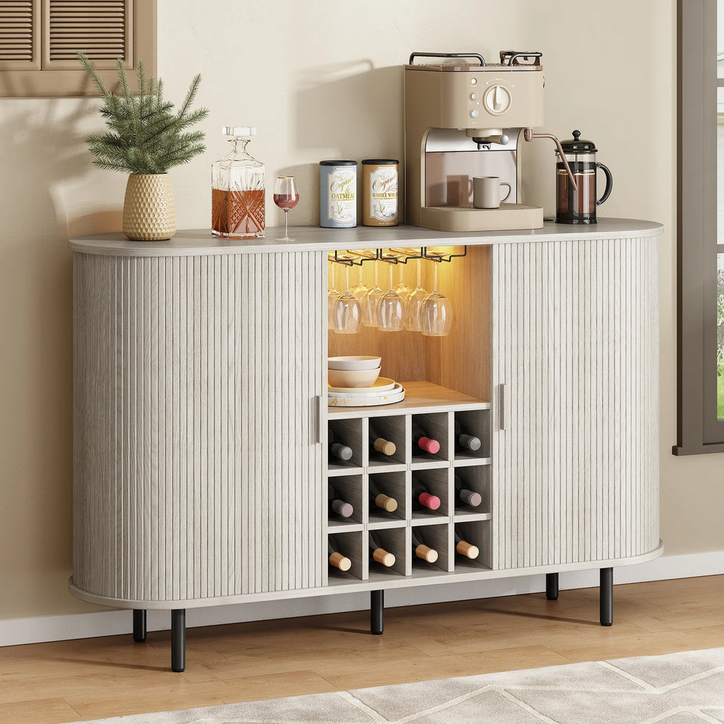 Wine Bar Cabinet w/ LED Light,Liquor Cabinet for Home