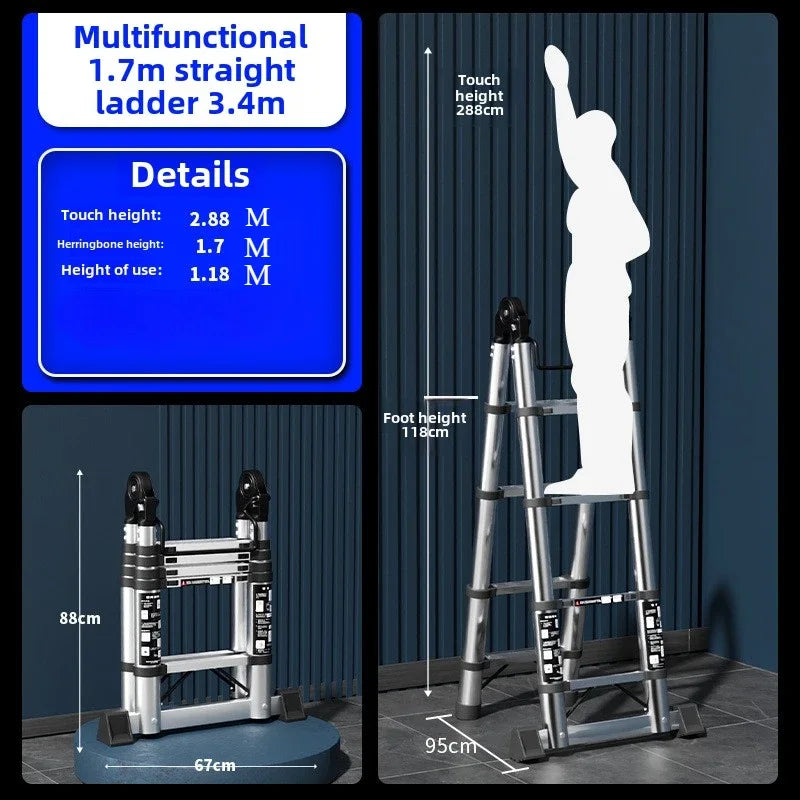 Multi-role Stainless Steel Telescopic Ladder