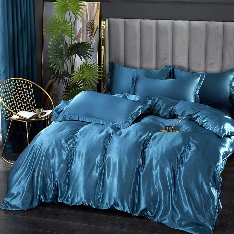 Silk Bedding Set with Duvet Cover 