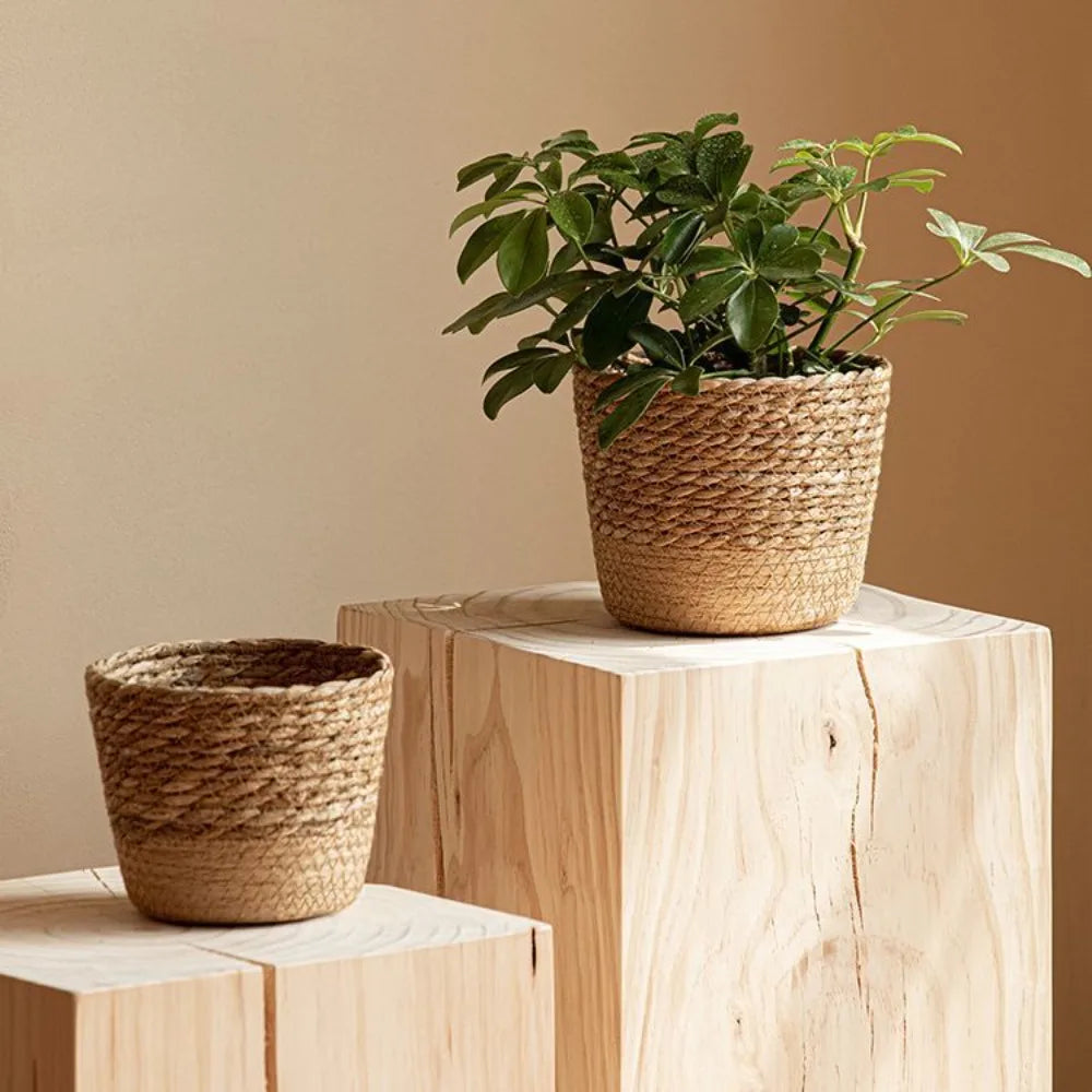 Straw Weaving Flower Plant Pot
