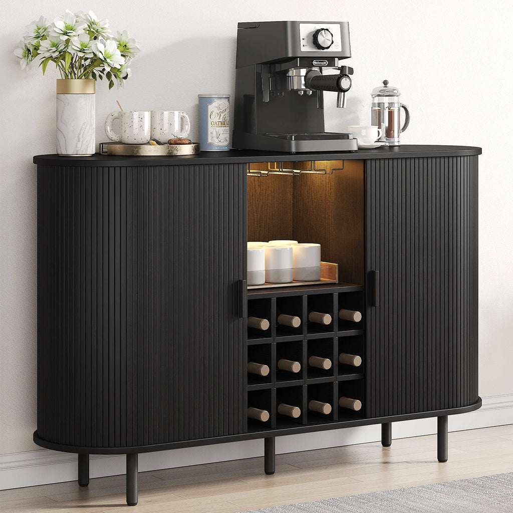 Wine Bar Cabinet w/ LED Light,Liquor Cabinet for Home