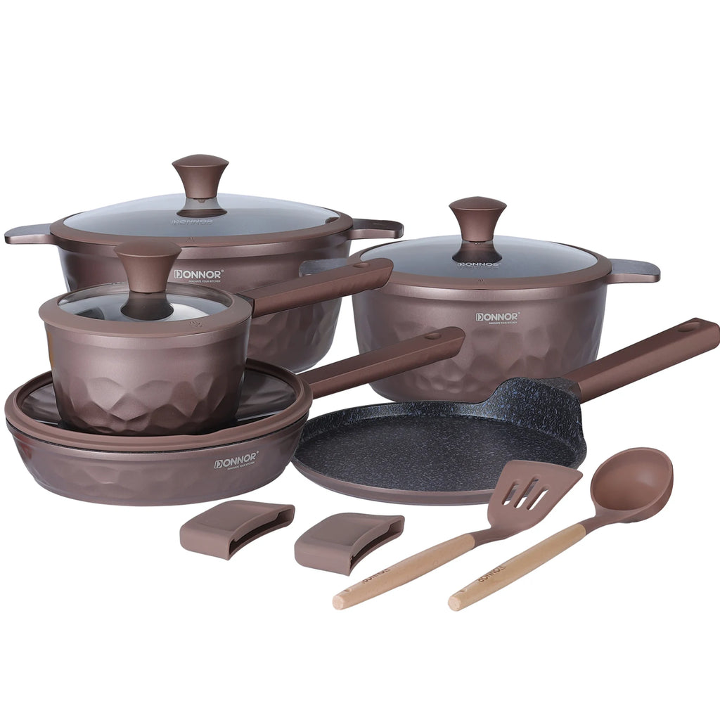 DONNOR Kitchen Cooking Set 12 Pcs Pots and Pans