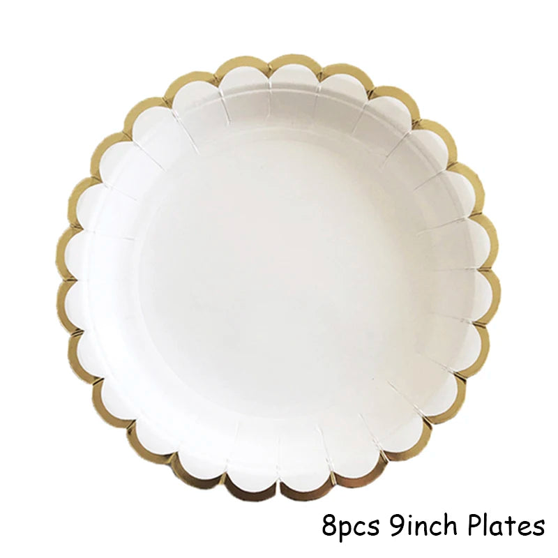 White Disposable Tableware Set Party Supplies