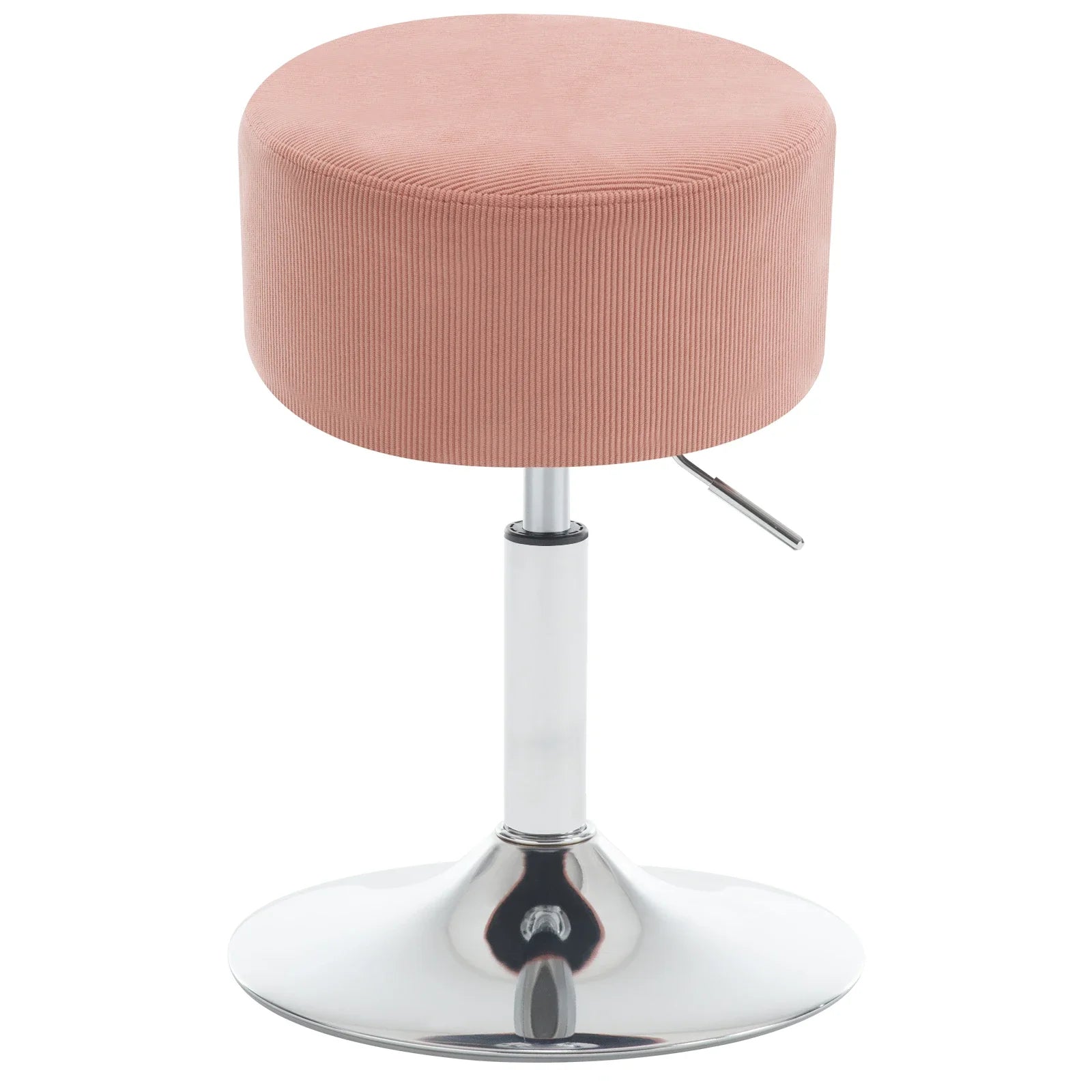 White Round Swivel Bar Stools Height-Adjustable Makeup Stools