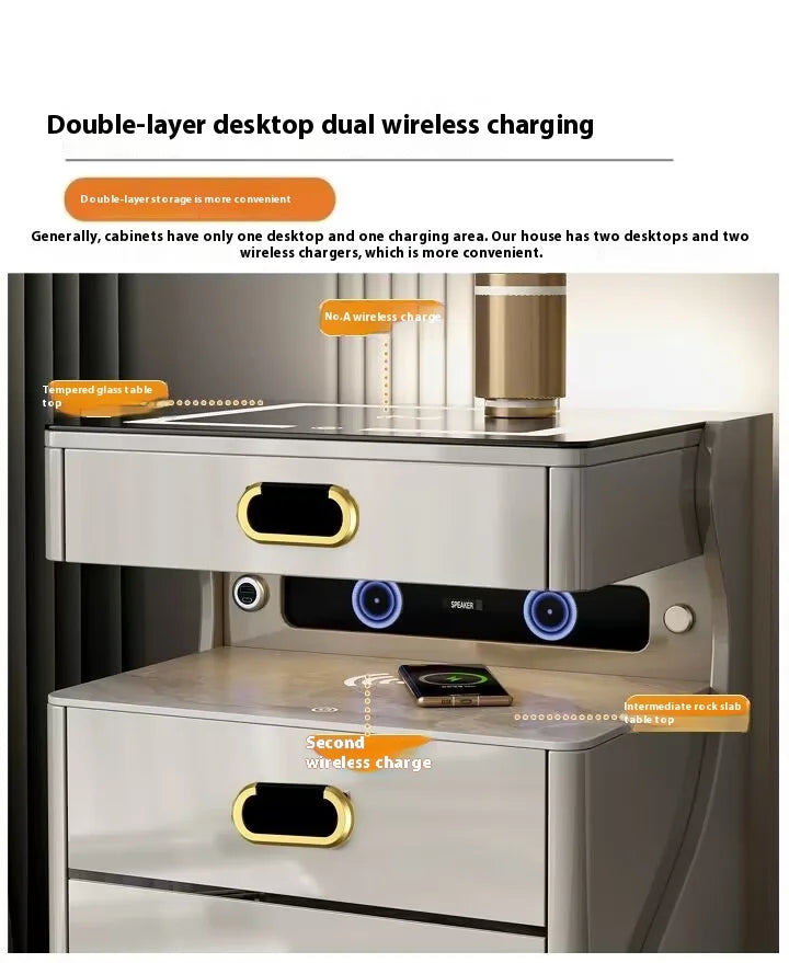 Modern Home Smart Wooden Bedside Cabinet Integrated