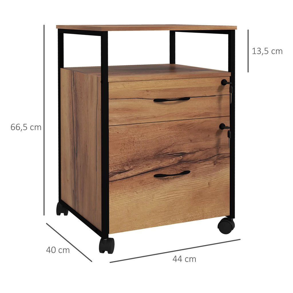 Vinsetto Office Drawer Unit with Wheels Lock 44X40X66.5 cm