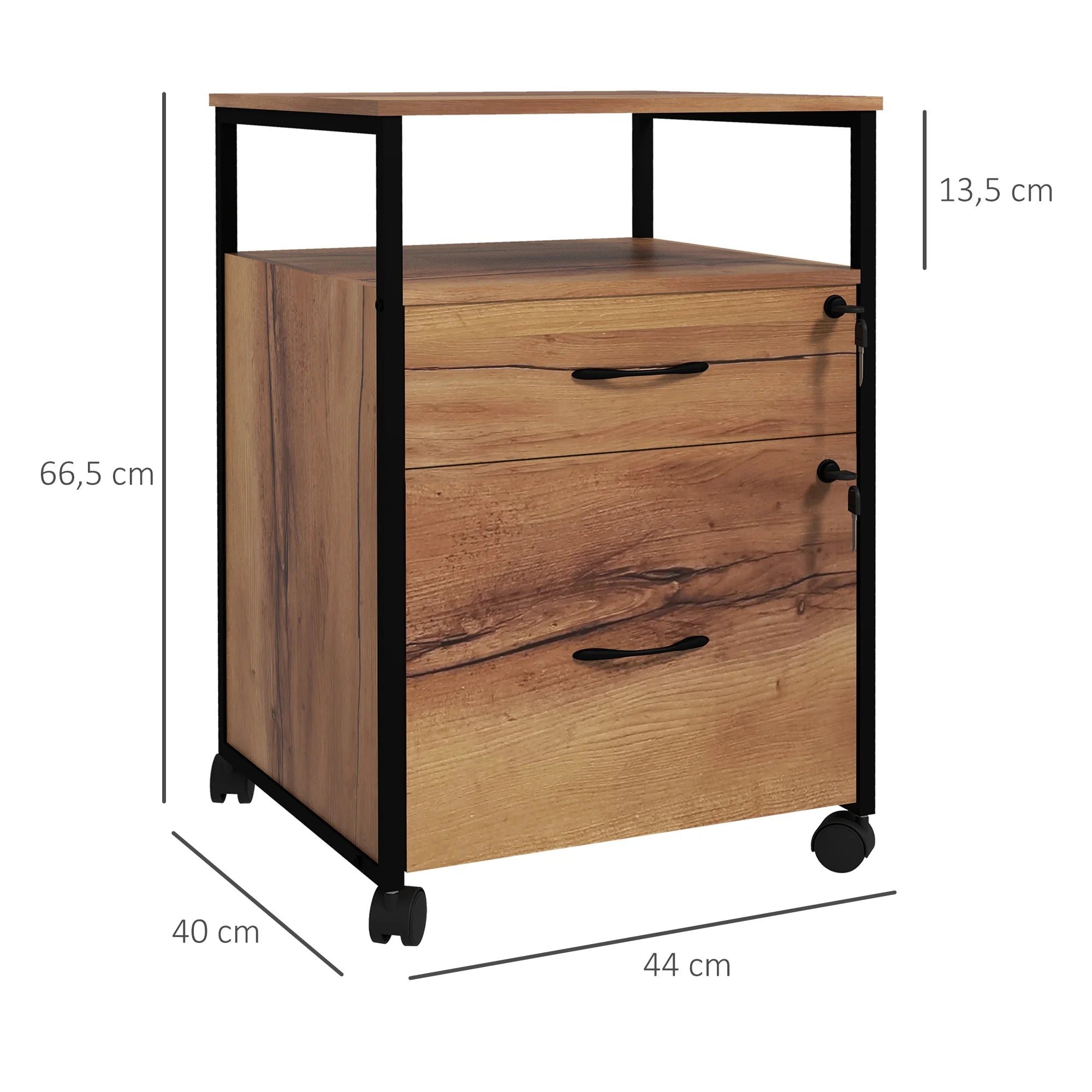 Vinsetto Office Drawer Unit with Wheels Lock 44X40X66.5 cm